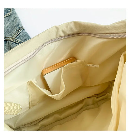 Trendy Women’s Soft Cloth Shoulder Bag | Solid Color Casual Crossbody & Hobo Bag for Students