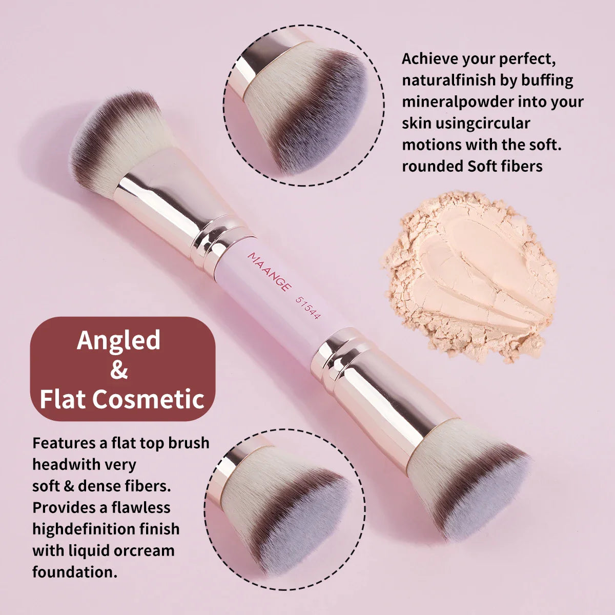 MAANGE 4PCS Basic Makeup Brush Set – Dual-Ended Foundation, Powder, Blush & Eyeshadow Brushes with Travel Box