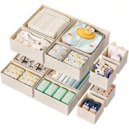 Foldable 6/12PCS Underwear Organizer Set – Hard Storage Boxes for Bras & Socks Drawer & Closet Clothing Organization System