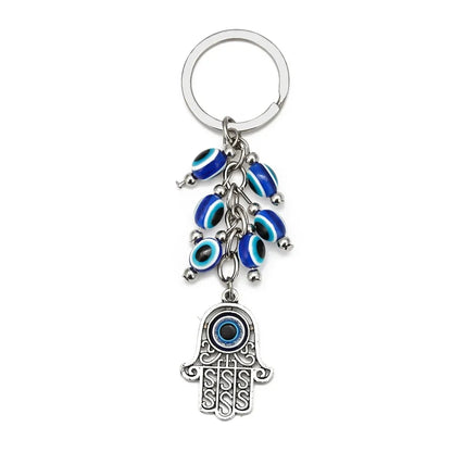 Lucky Eye Fatima Hand Keychain – Alloy Tree of Life Elephant Owl Blue Turkish Evil Eye Car Keyring Jewelry for Men & Women Gift