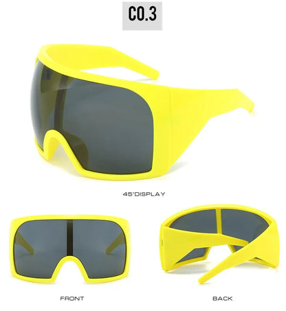 2025 Oversized Punk Shield Sunglasses – Luxury Steampunk Big Frame UV400 Sport Goggles for Women & Men