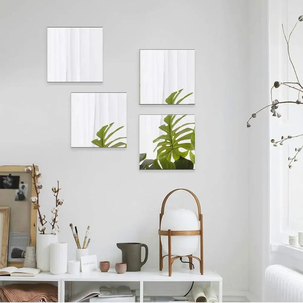 4pcs 3D Self-Adhesive Mirror Wall Stickers — Thickened 2mm Flexible Acrylic DIY Art for Living Room Decoration, 25/35cm