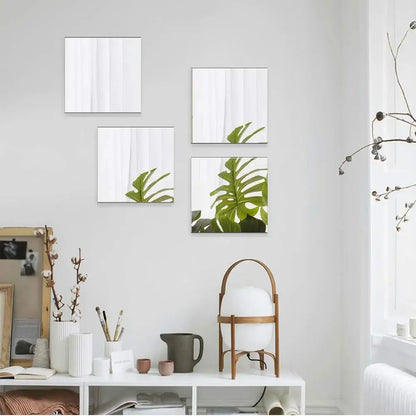 4pcs 3D Self-Adhesive Mirror Wall Stickers — Thickened 2mm Flexible Acrylic DIY Art for Living Room Decoration, 25/35cm