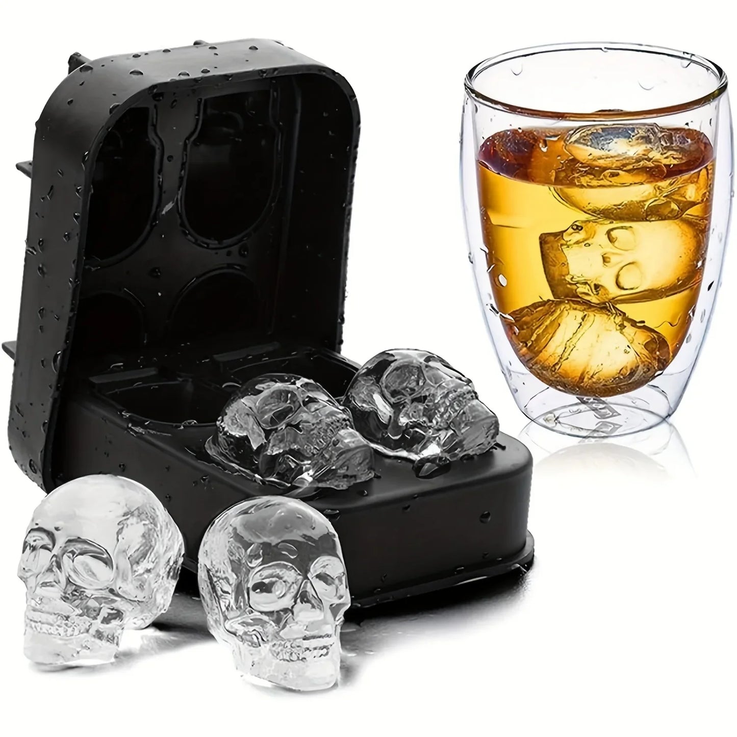 Skull Ice Ball Mold – 3D Silicone Ice Cube Tray, BPA-Free for Freezer & Cocktails