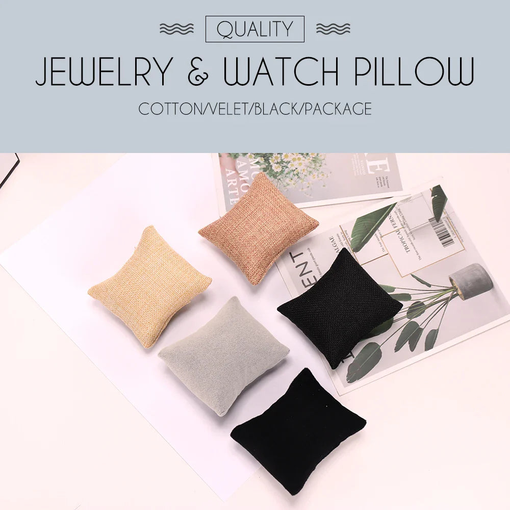 5-Color Fabric Jewelry Display Pillow – Beige Black Grey Bracelet & Watch Cushion Holder for Gifts & Wholesale DIY Accessories