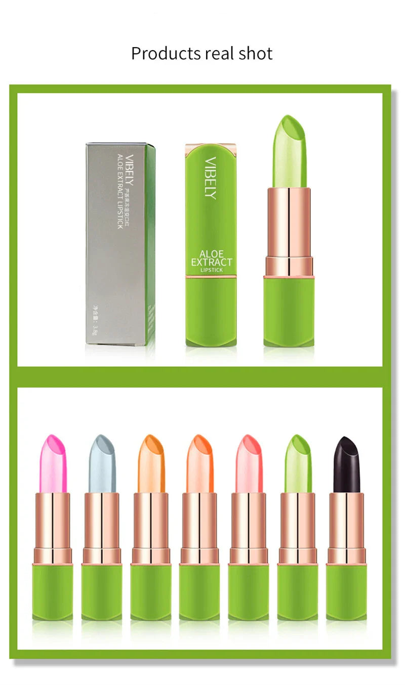 Spring Aloe Vera Moisturizing Lipstick – Long-Lasting Nourishing Temperature-Change Lip Balm & Gloss