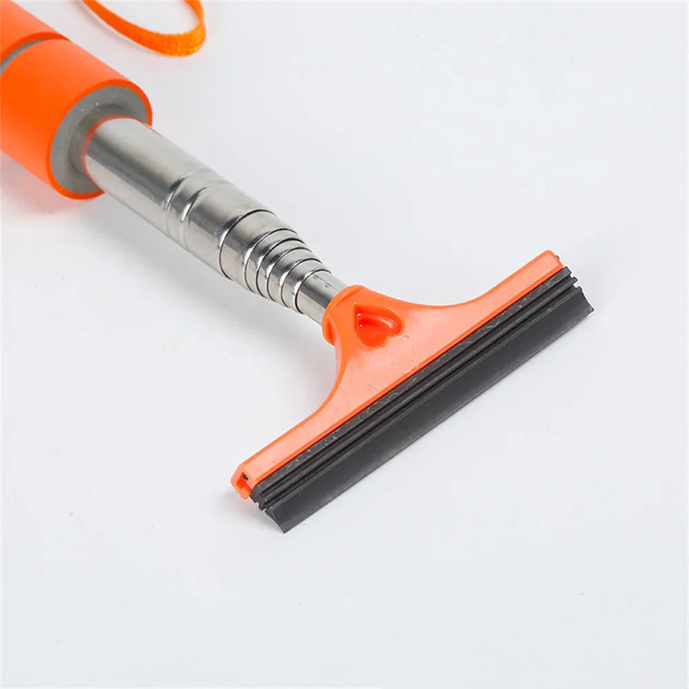 Stainless Steel Telescopic Car Rearview Mirror Wiper - Retractable Layered Brush Head for Window Wash Cleaning, Handheld Wiper
