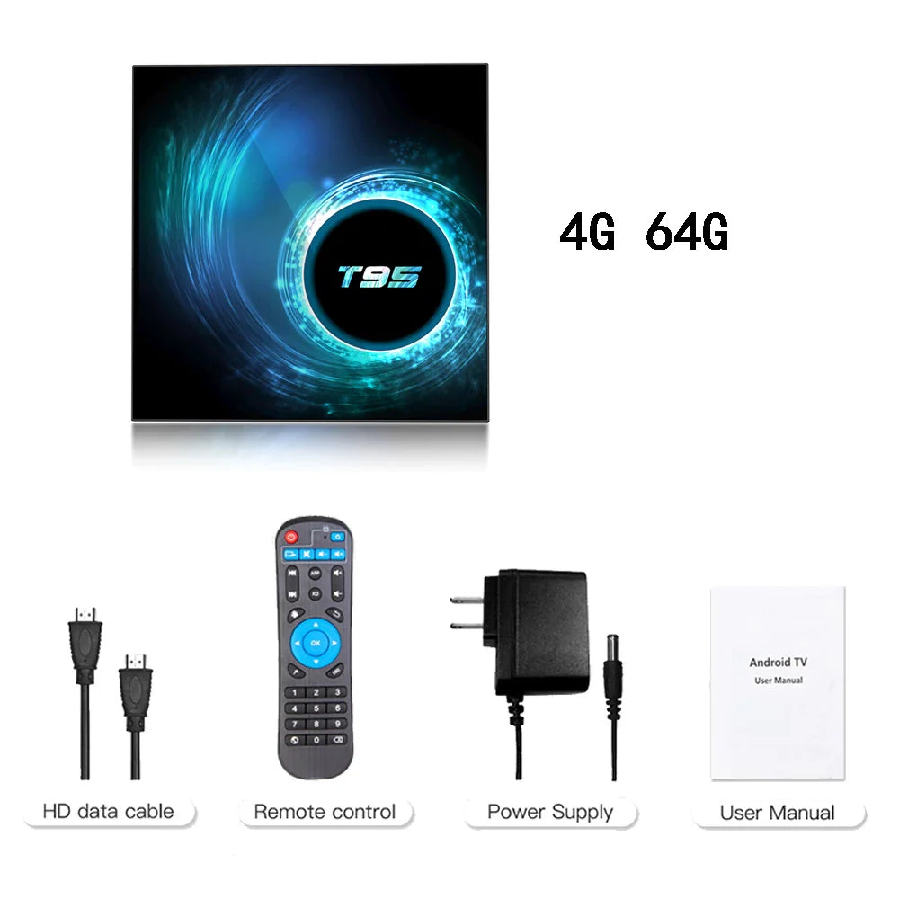 2024 T95 Plus Smart TV Box - Android 14, Allwinner H616, 4GB RAM, 64GB/128GB Storage, Dual WiFi, HD 6K Media Player