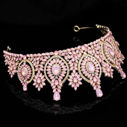 Rhinestone Bridal Tiara Jewelry Set - Wedding Crown with Necklace and Earrings for Women