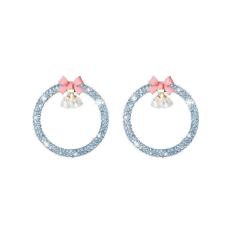 Rhinestone Bow Car Start Button Trim - Sparkling Diamond Decorative Ring Protective Cover for Auto Accessories