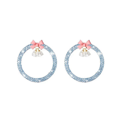 Rhinestone Bow Car Start Button Trim - Sparkling Diamond Decorative Ring Protective Cover for Auto Accessories