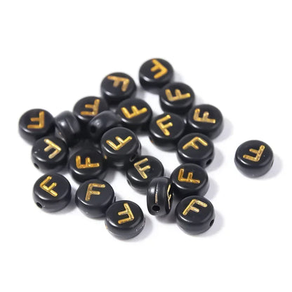 A-Z Alphabet Beads Set - 100-500pcs Black Gold Acrylic Letter Beads for DIY Jewelry Making Charm Bracelets Accessories