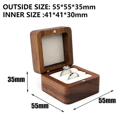 Personalized Walnut Wooden Ring Box - Custom Name Engagement & Wedding Anniversary Gift