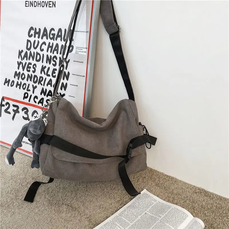 Canvas Messenger Bag – Large Capacity Shoulder Crossbody Handbag for Women, Men & Students, Fashion School & Daily Use