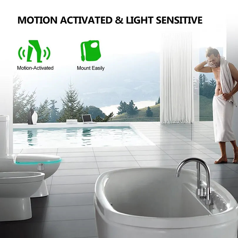 8-Color Motion Sensor Toilet Light: LED Night Lights for Bathroom - Unique Washroom Night Lamp