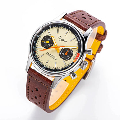 Sugess Pilot Men’s Chronograph Watch — Original ST1901 Mechanical Movement, Sapphire Crystal, Waterproof Racing Strap