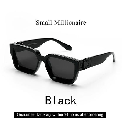 Ruiao Retro Black Millionaire Sunglasses – Luxury Square Designer Shades for Men & Women (2024)