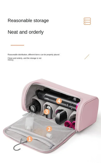Portable Hair Dryer & Curling Iron Storage Bag – Waterproof, Large Capacity with Hideable Hanging Hook & Non-Slip Pouch
