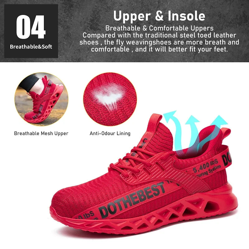 Steel Toe Safety Shoes for Men & Women – Lightweight Puncture-Proof Work Sneakers, Unisex Construction Boots