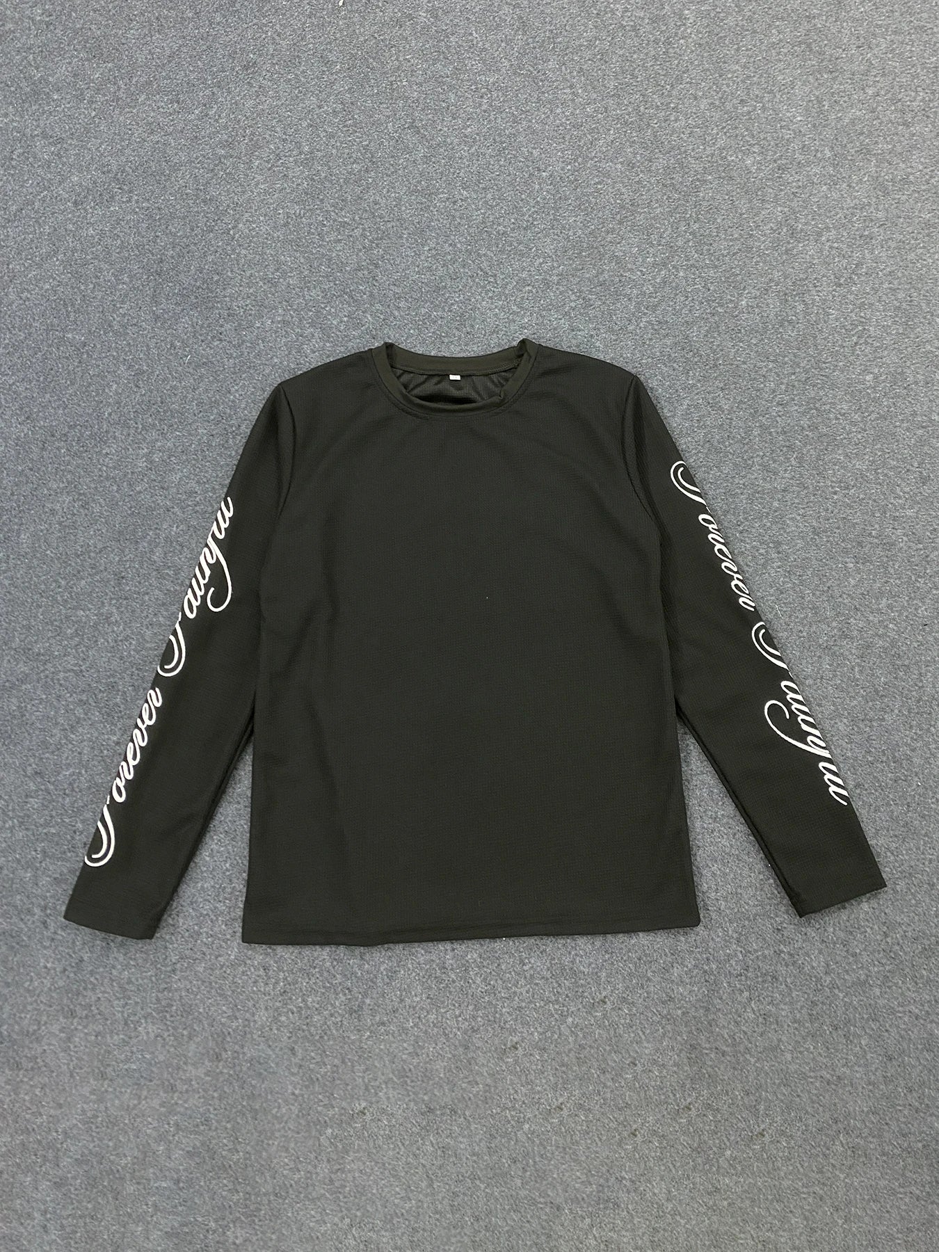 Retro Streetwear Long Sleeve T-Shirt - Loose Fit English Print Casual Crew Neck Top