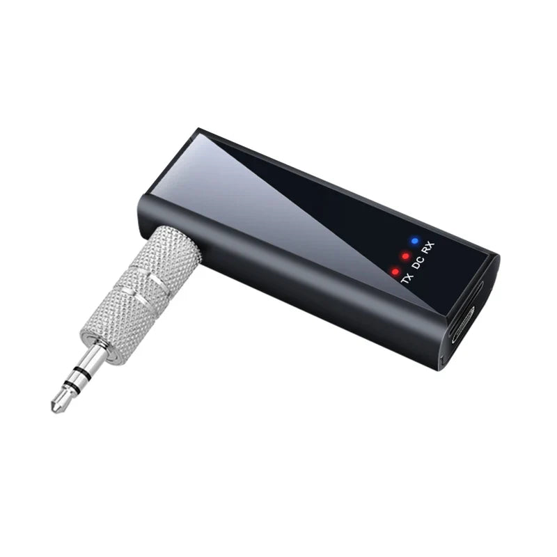 Bluetooth 5.4 Audio Transmitter Receiver – 3.5mm AUX Wireless Adapter with Mic & TF Card Support for Car, TV, PC