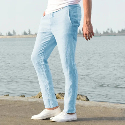 Men's Cotton Linen Pants – Breathable Solid Color Trousers for Autumn, Fitness & Streetwear, S-3XL