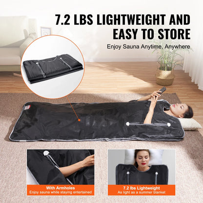 VEVOR Portable Sauna Blanket for Detox – Far Infrared Sauna for Home Relaxation, Adjustable Temperature & Timer