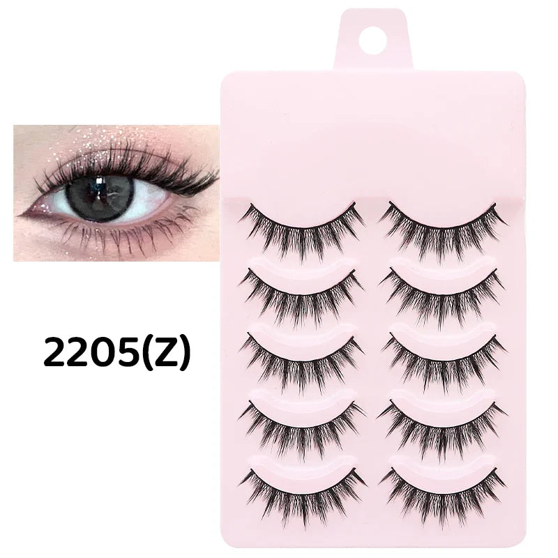 DINGSEN 5 Pairs Manga Style False Eyelashes — Soft, Natural, Long Anime Wispy Strip Lashes for Makeup