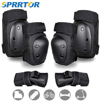 Adult/Kids 6-in-1 Protective Gear Set – Knee Pads, Elbow Pads & Wrist Guards for Skating, Skateboarding, Scooter & BMX