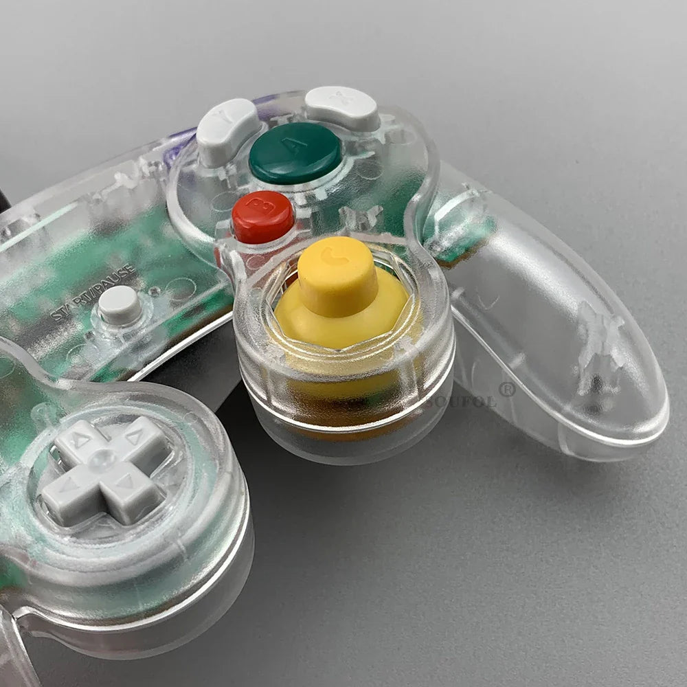 Transparent Wired Game Controller for GameCube NGC – Replacement Handheld Joystick for Video Game Console