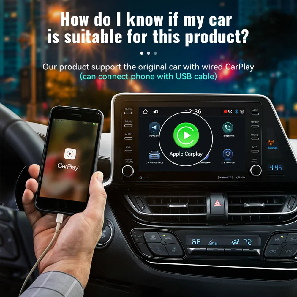 Acodo 2025 Android 14 CarPlay AI Box – 3-in-1 Wireless Android Auto USB Adapter & Universal TV Box for YouTube & Netflix Plug and Play