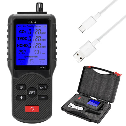 8-in-1 Air Quality Tester – CO2 Meter and Gas Analyzer with TVOC, Temperature, Humidity, and Carbon Dioxide Sensor