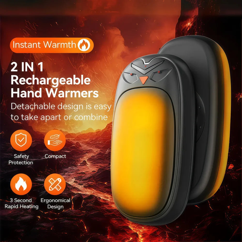 2-Pack Rechargeable Hand Warmers 2000mAh – Electric Pocket Heater for Christmas, Outdoors, Hunting, Golf & Camping