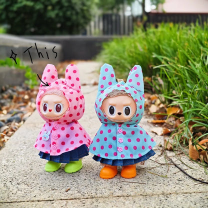 17CM Labubu Monster Doll Clothes – DIY Colorful Raincoat Outfit with Cute Candy Dots, Kids’ Gift Accessories