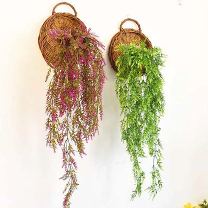 Handmade Wicker Rattan Wall Hanging Flower Planter – Garden Vine Basket Plant Holder