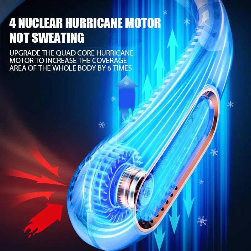 Portable Mini Bladeless Neckband Fan with Digital Display - USB Rechargeable Air Cooler for Neck, Hands-Free Cooling Experience