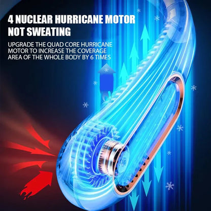 Portable Mini Bladeless Neckband Fan with Digital Display - USB Rechargeable Air Cooler for Neck, Hands-Free Cooling Experience
