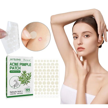 144 Pack Acne Pimple Patches – Translucent Matte Hydrocolloid with Salicylic Acid & Tea Tree Oil for Whiteheads & Inflamed Acne