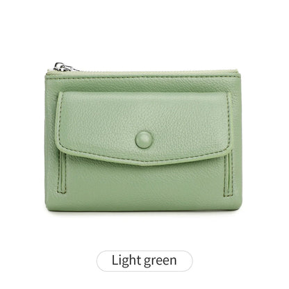 Women’s PU Leather Short Double Zipper Wallet – Simple Solid Color, Large Capacity Credit Card Holder with Coin Pocket