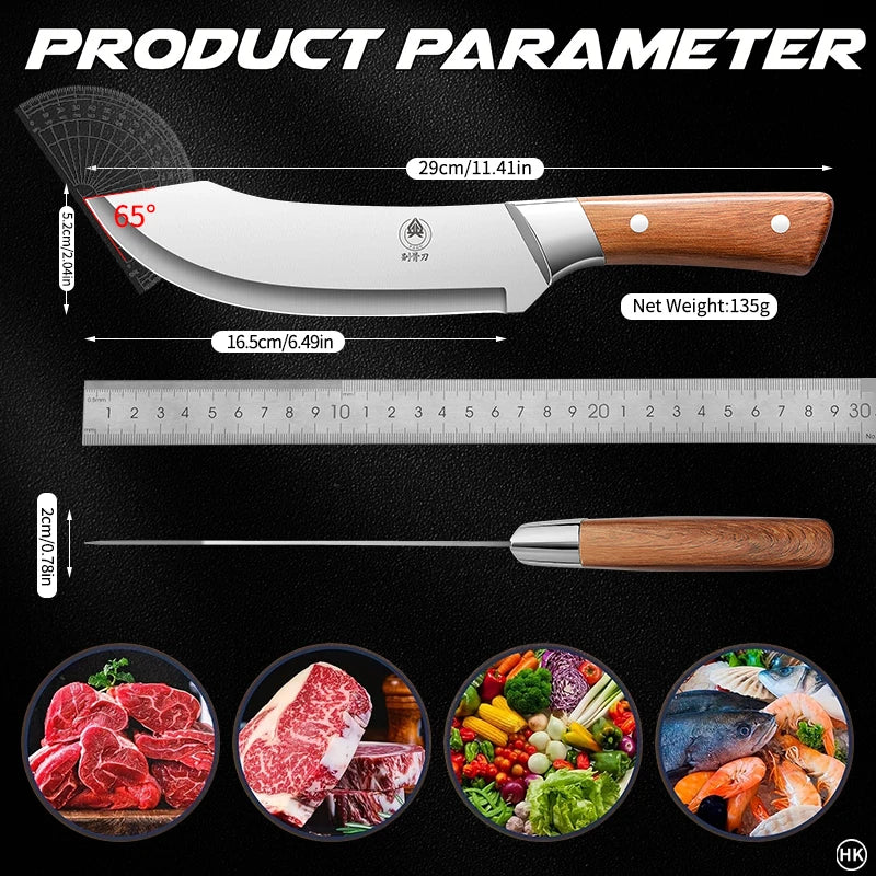 Stainless Steel Ultra-Sharp Bending Fracture Knife – Precision Cutting, Trimming, and Peeling Tool for Professional Butchers