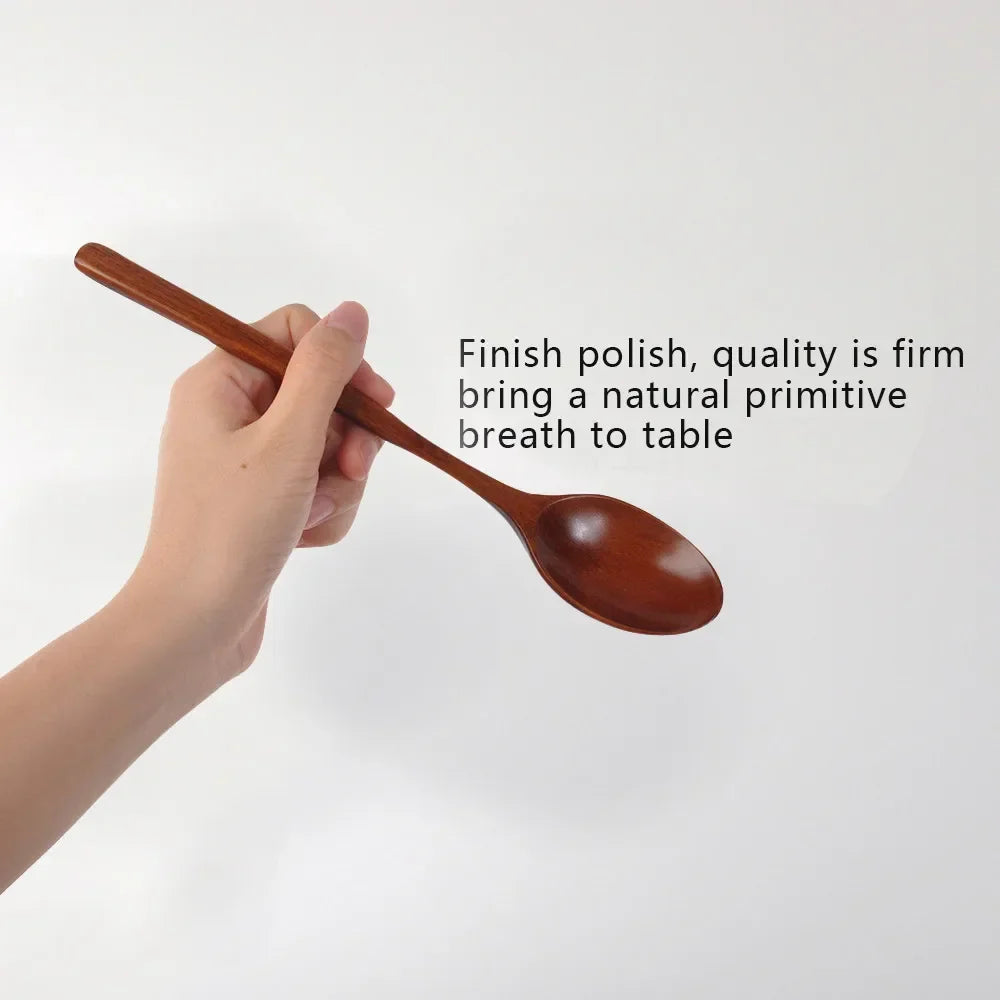 2PCS Wooden Spoons – Kitchen Tableware for Cooking, Soup, Tea, Coffee, Honey, and Catering Utensils