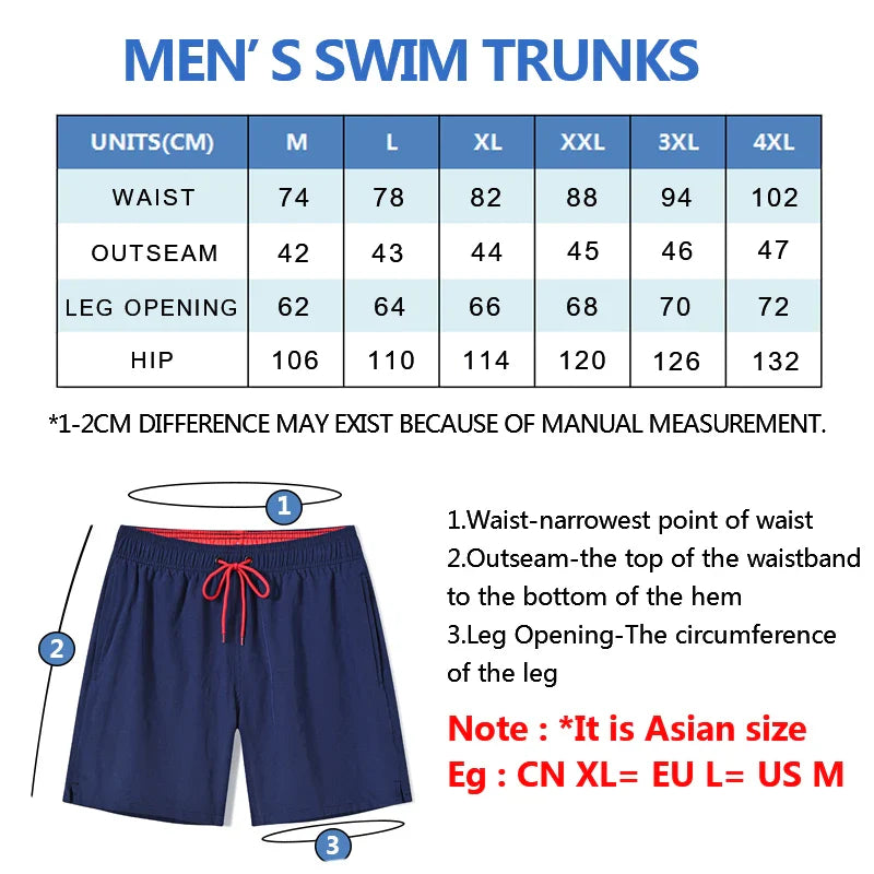 Men’s Summer Swim Shorts – Escatch Breathable Sport Board Shorts with Elastic Waist, Mesh Liner & Pockets Swimwear Beach Bermudas