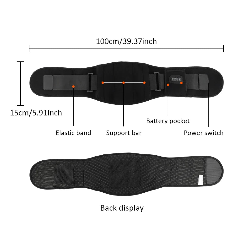 Vibration Lower Back Massager – Portable Waist Support Belt with Heating Pad & Red Light Hot Compress Lumbar Brace