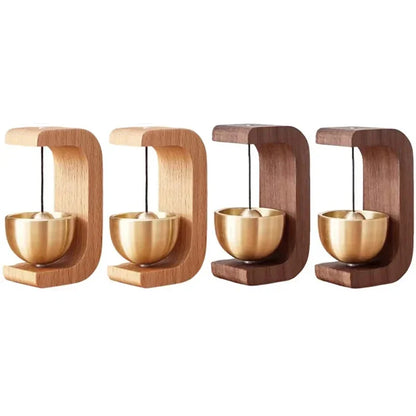 Magnetic Wooden Doorbell - Solid Brass Wind Chimes, Wireless Hanging Doorbell, Japanese Style Garden Pendant & Home Decor
