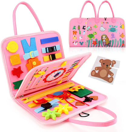Busy Board Montessori Toy for Toddlers – Sensory & Fine Motor Skills Learning, Preschool Travel Activity for Boys