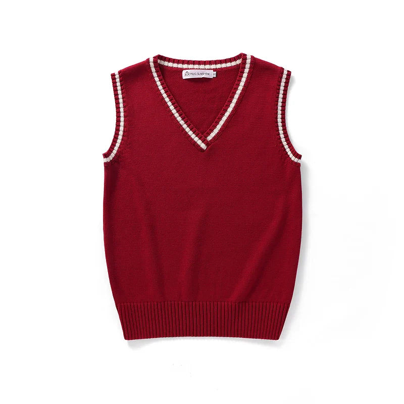 Unisex Sleeveless Sweater Vest – V-Neck Preppy Knitted Jumper for Women & Men, Retro Spring Fashion