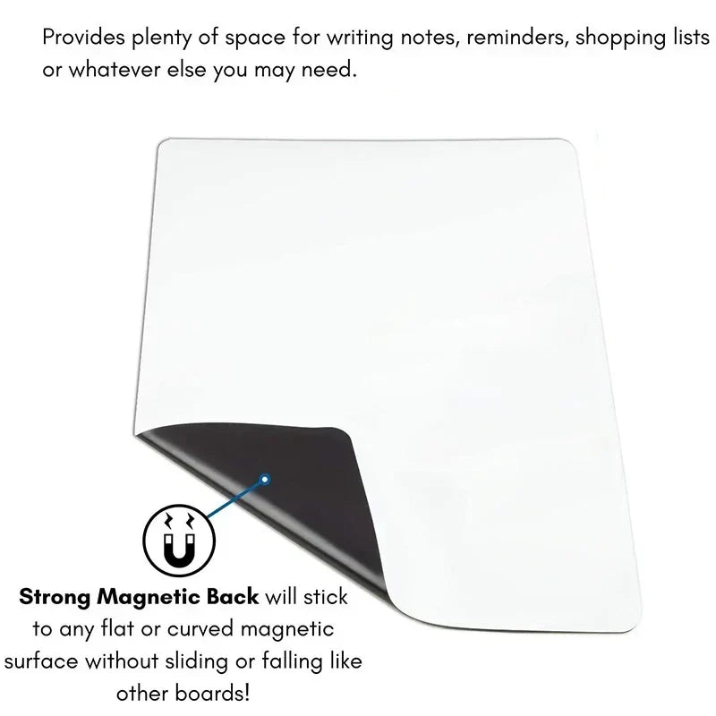 A2 Magnetic Dry Erase Whiteboard for Fridge – 23.6" x 16.5" Board with 8 Markers & Eraser