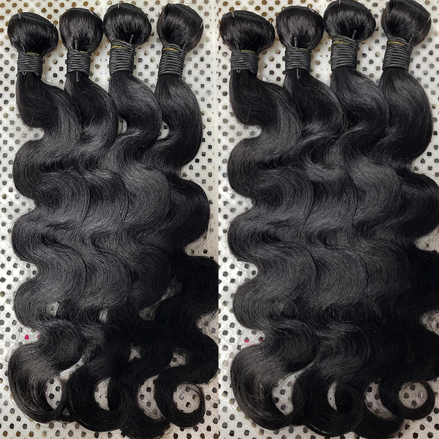 24 Inch Body Wave Bundles with Closure – Brazilian Hair Weave, 3 Bundles with 4x4 Closure, Natural Human Hair