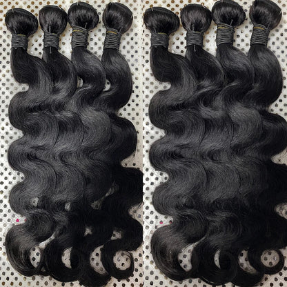 24 Inch Body Wave Bundles with Closure – Brazilian Hair Weave, 3 Bundles with 4x4 Closure, Natural Human Hair