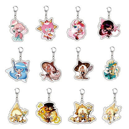Cookie Run Kingdoms Camellia Cookie Acrylic Keychain – Candy Milk Shadow & Pure Vanilla Bag Accessory Gift